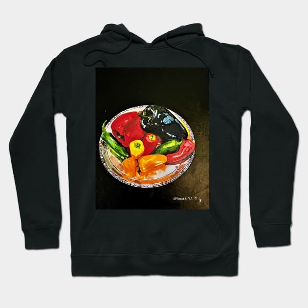 Assorted Peppers on a Silver Platter Hoodie by gjspring